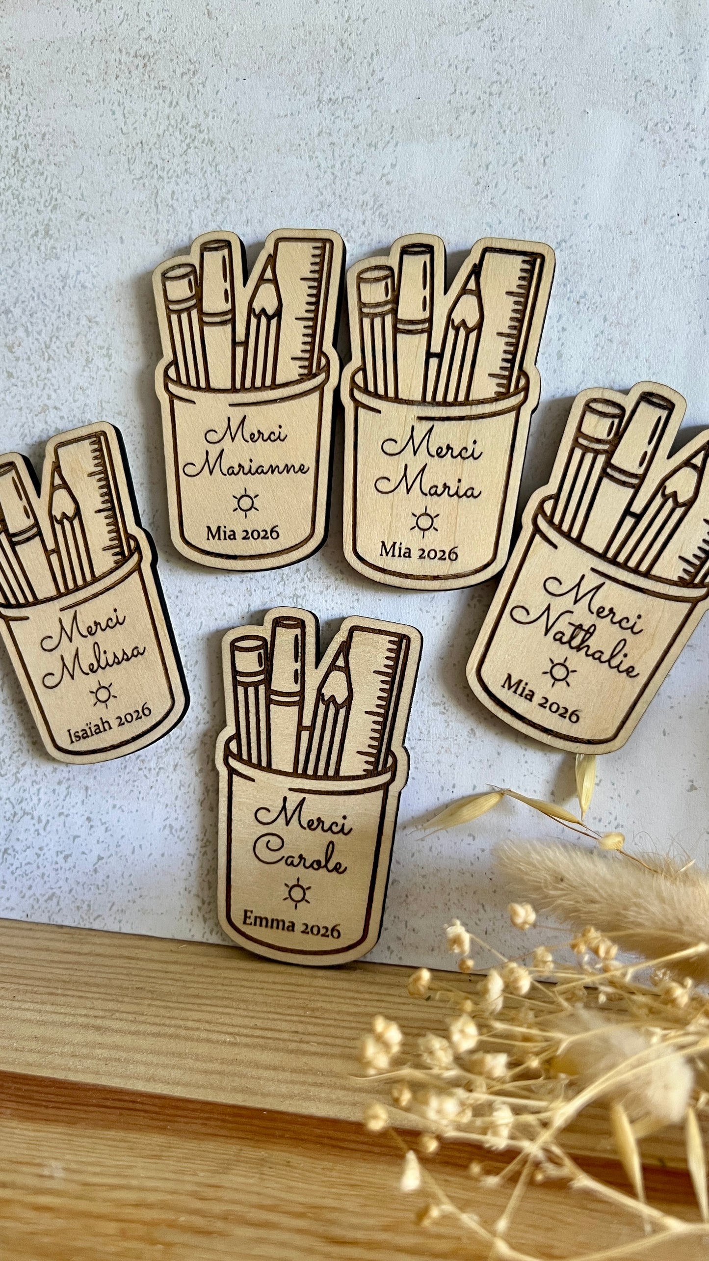 Magnet Pot à crayons personnalisé , Cadeau maîtresse fin d'année