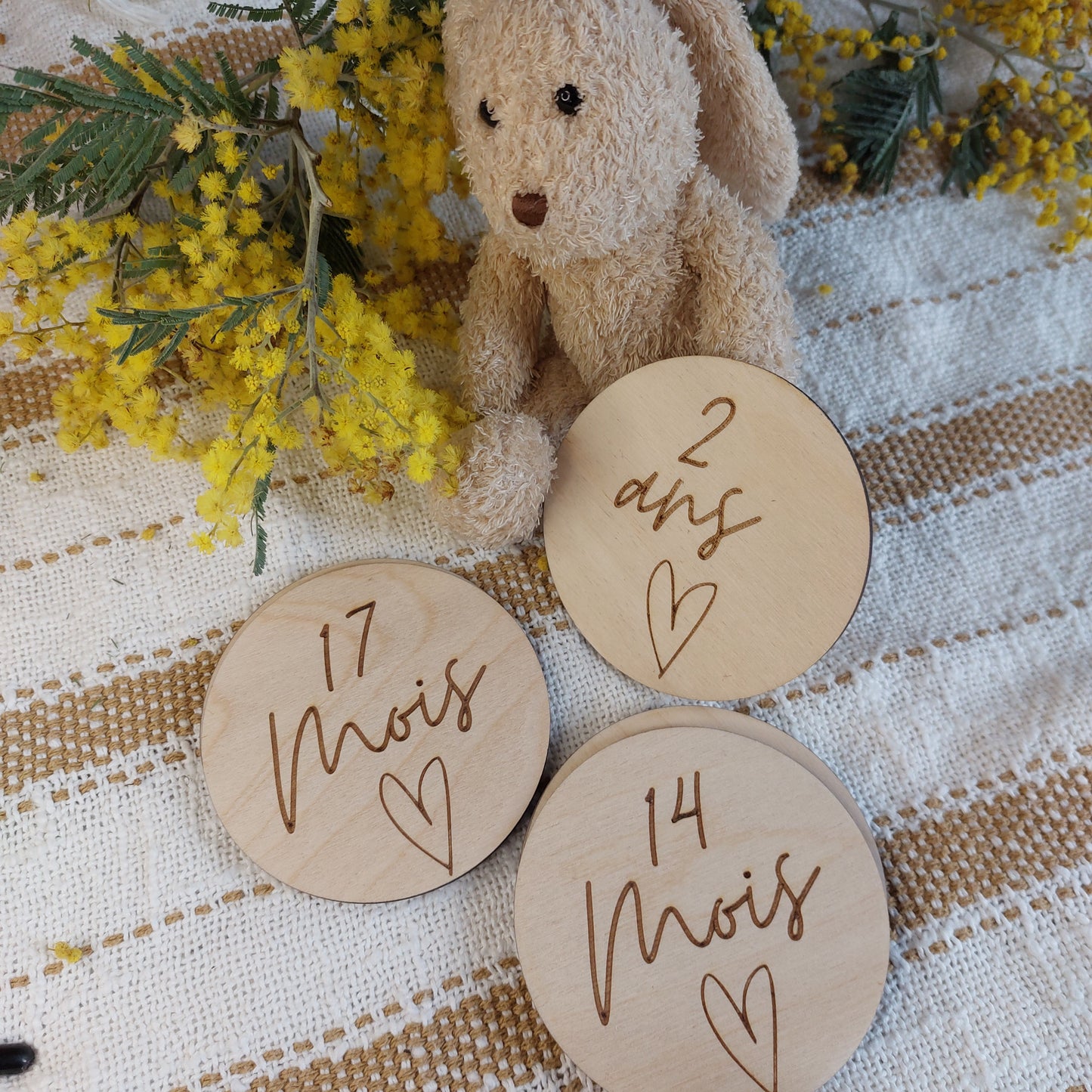 Cartes étapes rondes bébé coeur