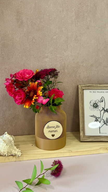 Vase personnalisé couleur et bois – cadeau pour elle