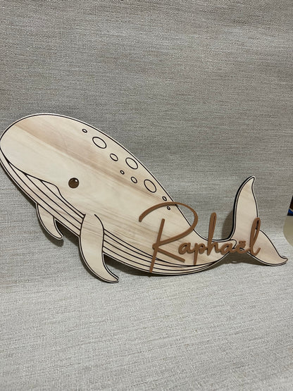 Décoration Murale Baleine en Bois – Personnalisable