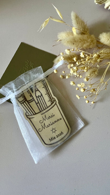 Magnet Pot à crayons personnalisé , Cadeau maîtresse fin d'année