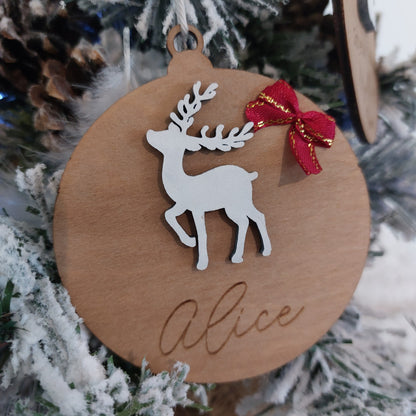 Boule de Noël en bois personnalisée prénom décoration de Noël pour sapin idée cadeau Noël, Noël famille