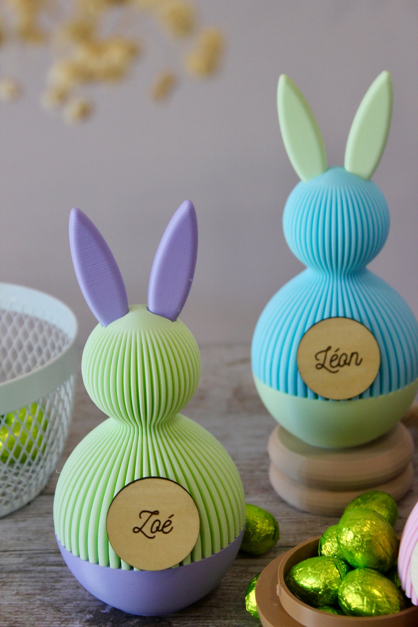 Lapin de Pâques personnalisé prénom– Boîte surprise réutilisable