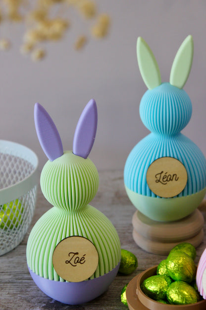 Lapin de Pâques personnalisé prénom– Boîte surprise réutilisable