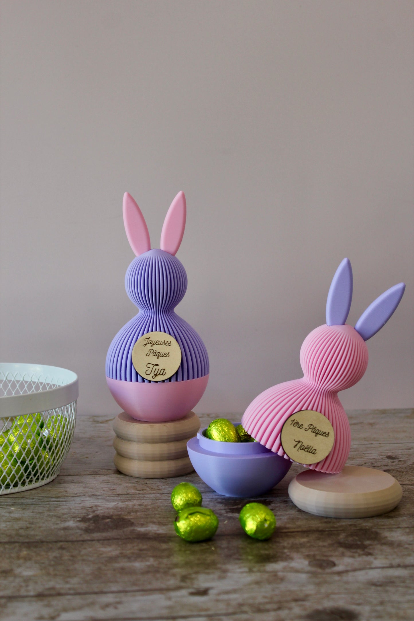 Lapin de Pâques personnalisé prénom– Boîte surprise réutilisable
