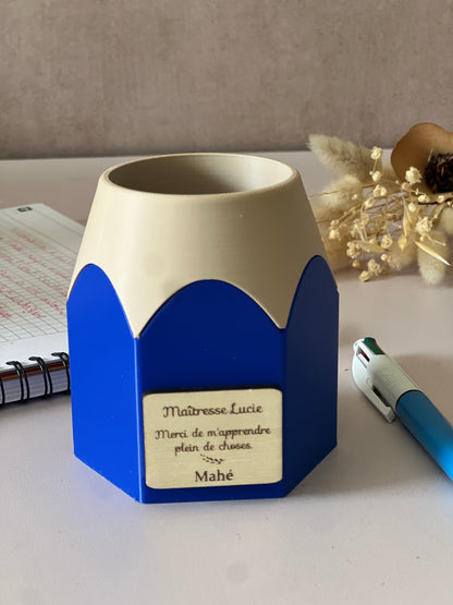 Pot à crayons personnalisé , Cadeau maîtresse maître fin d'année