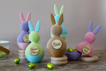 Lapin de Pâques personnalisé prénom– Boîte surprise réutilisable
