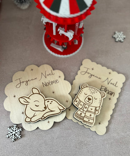 Carte cadeau en bois- carte de voeux