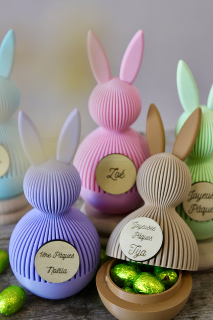 Lapin de Pâques personnalisé prénom– Boîte surprise réutilisable