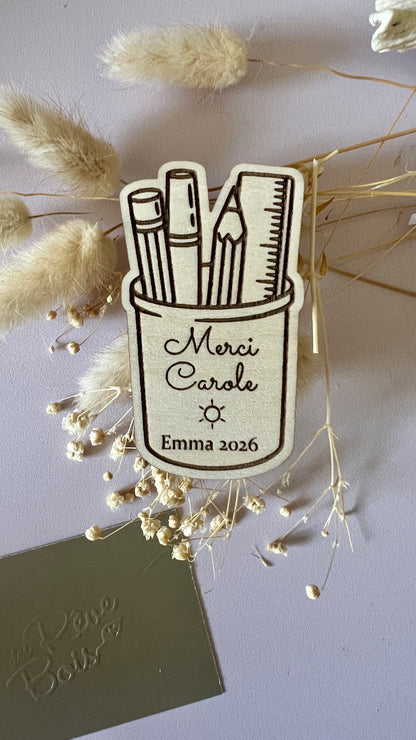 Magnet Pot à crayons personnalisé , Cadeau maîtresse fin d'année