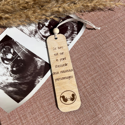 Marque-pages en bois personnalisé – Annonce grossesse originale , Cadeau futur papa, mamie, papi