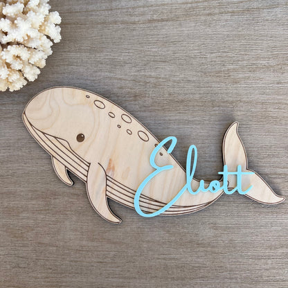 Décoration Murale Baleine en Bois – Personnalisable