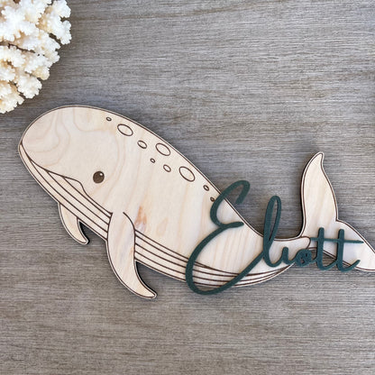 Décoration Murale Baleine en Bois – Personnalisable