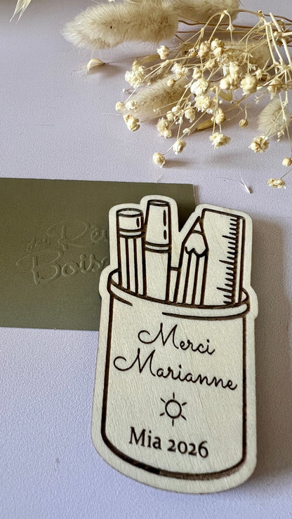 Magnet Pot à crayons personnalisé , Cadeau maîtresse fin d'année