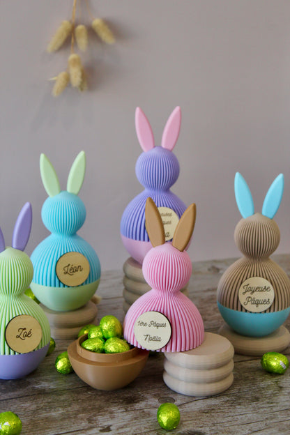Lapin de Pâques personnalisé prénom– Boîte surprise réutilisable