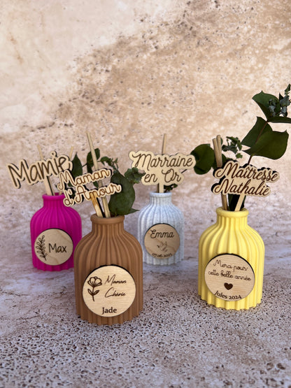 Diffuseur huile essentielle personnalisé – Cadeau maman mamie tata marraine – Fête des mères – Vase gravé – Idée cadeau femme