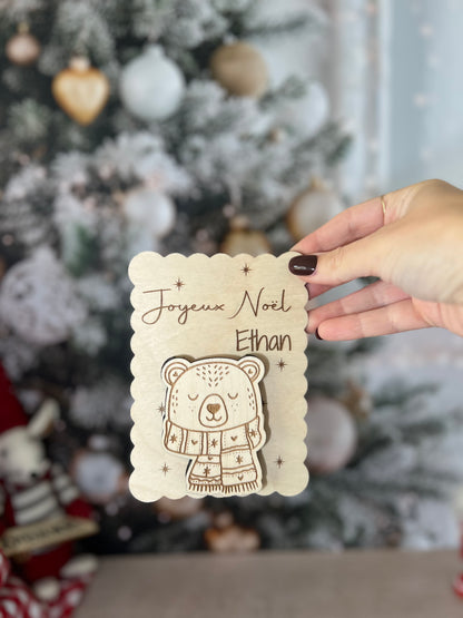 Carte cadeau en bois- carte de voeux