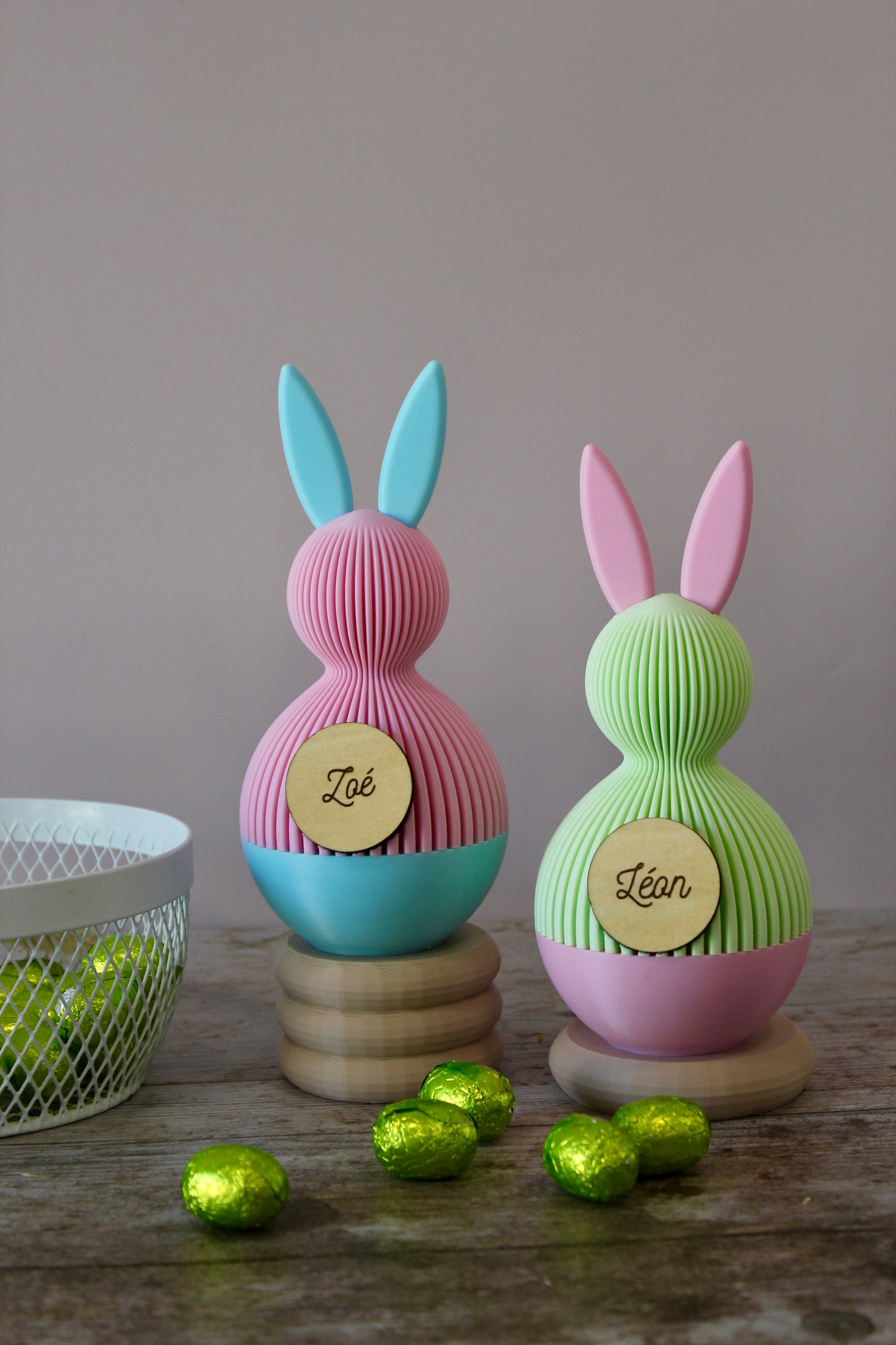 Lapin de Pâques personnalisé prénom– Boîte surprise réutilisable