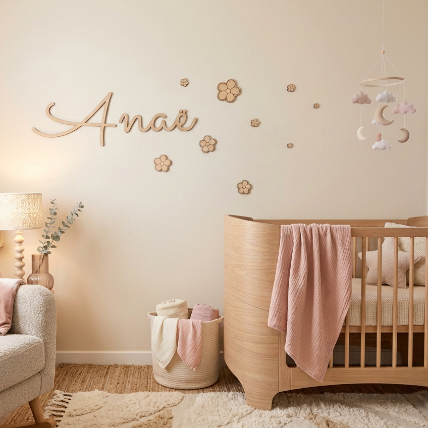 Ensemble de marguerites en bois, décoration murale chambre enfant