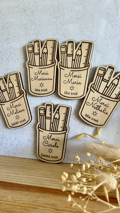 Magnet Pot à crayons personnalisé , Cadeau maîtresse fin d'année