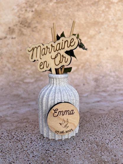 Diffuseur huile essentielle personnalisé – Cadeau maman mamie tata marraine – Fête des mères – Vase gravé – Idée cadeau femme