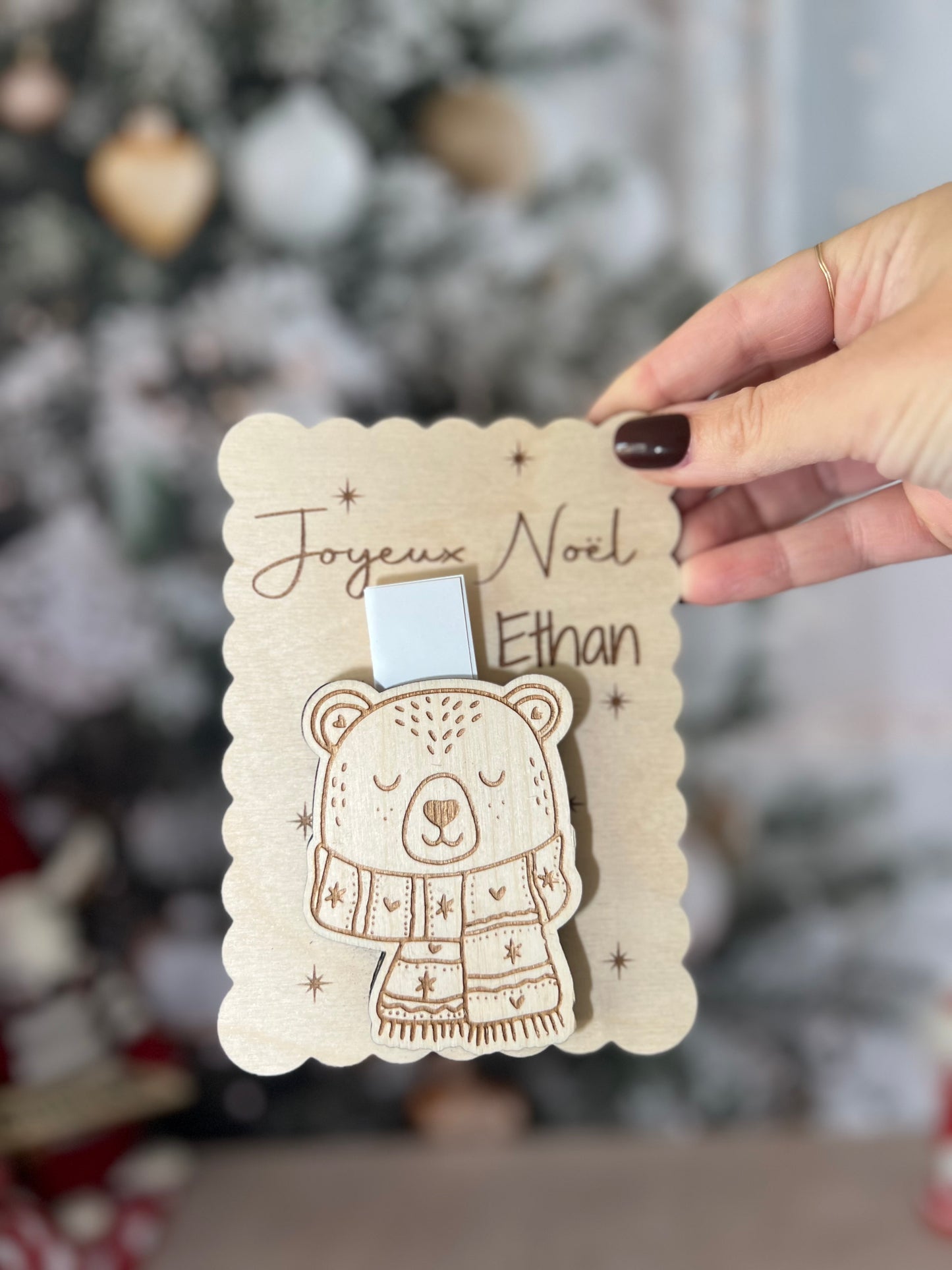 Carte cadeau en bois- carte de voeux