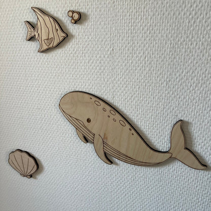 Décoration Murale Baleine en Bois – Personnalisable