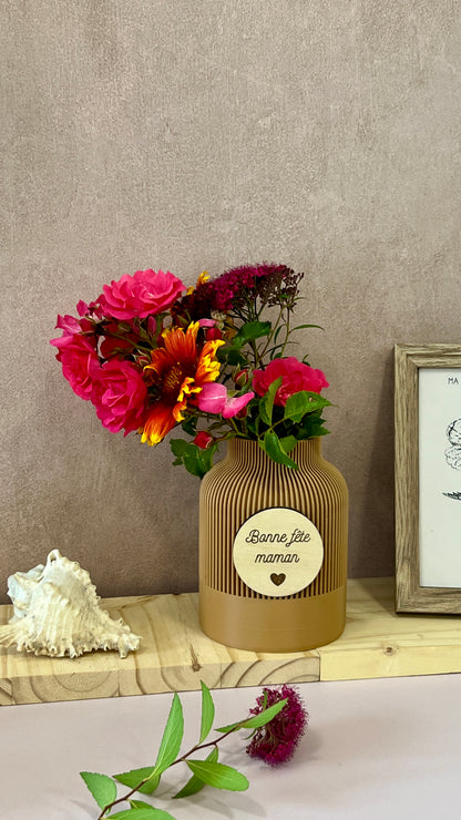 Vase personnalisé couleur et bois – cadeau pour elle
