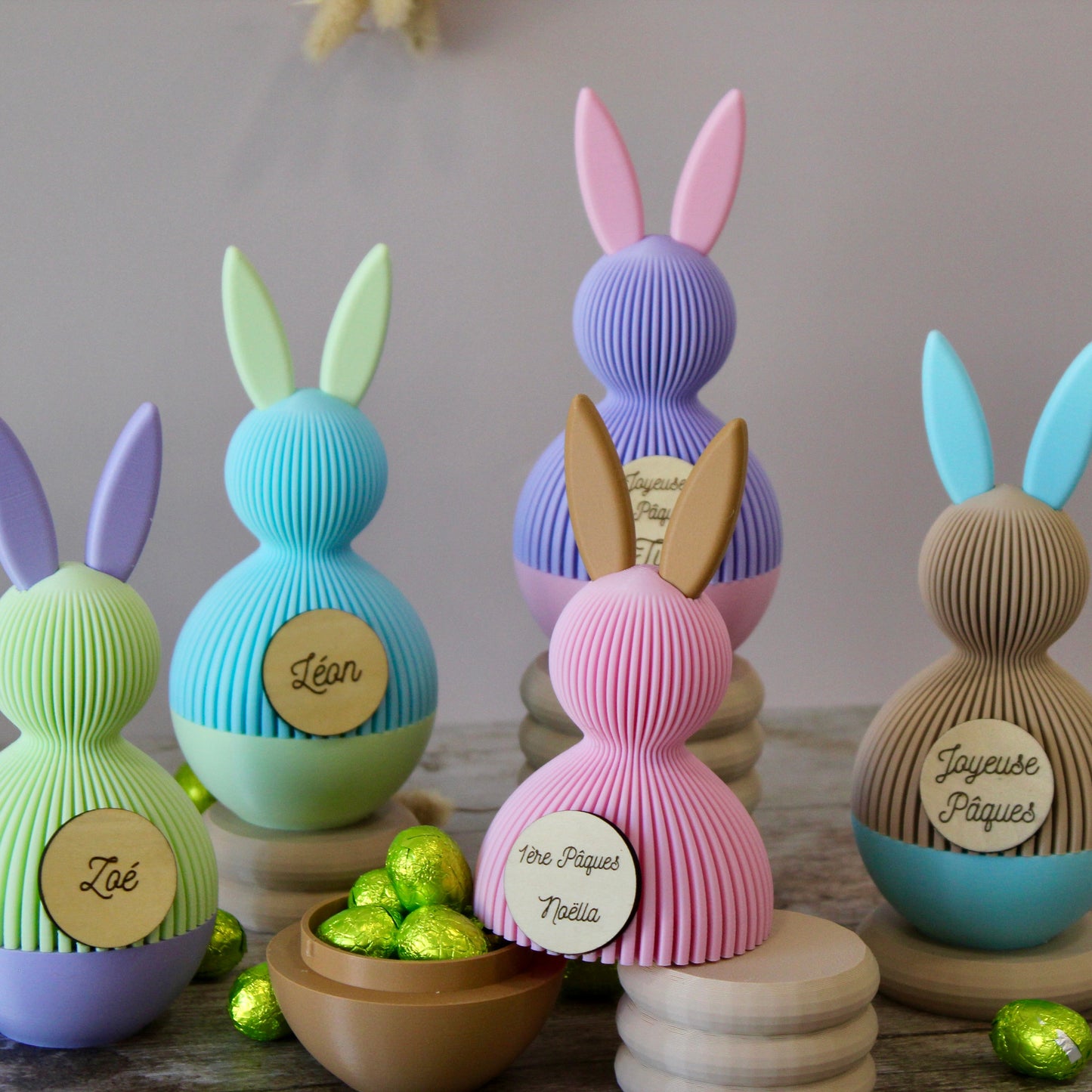 Lapin de Pâques personnalisé prénom– Boîte surprise réutilisable