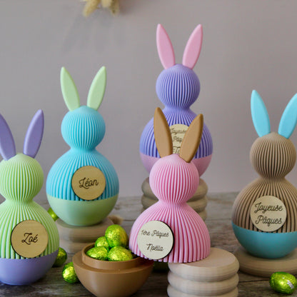 Lapin de Pâques personnalisé prénom– Boîte surprise réutilisable