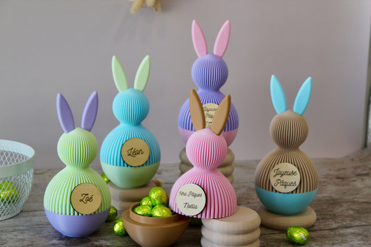 Lapin de Pâques personnalisé prénom– Boîte surprise réutilisable