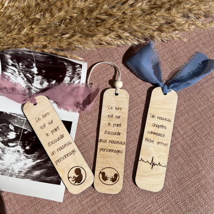 Marque-pages en bois personnalisé – Annonce grossesse originale , Cadeau futur papa, mamie, papi