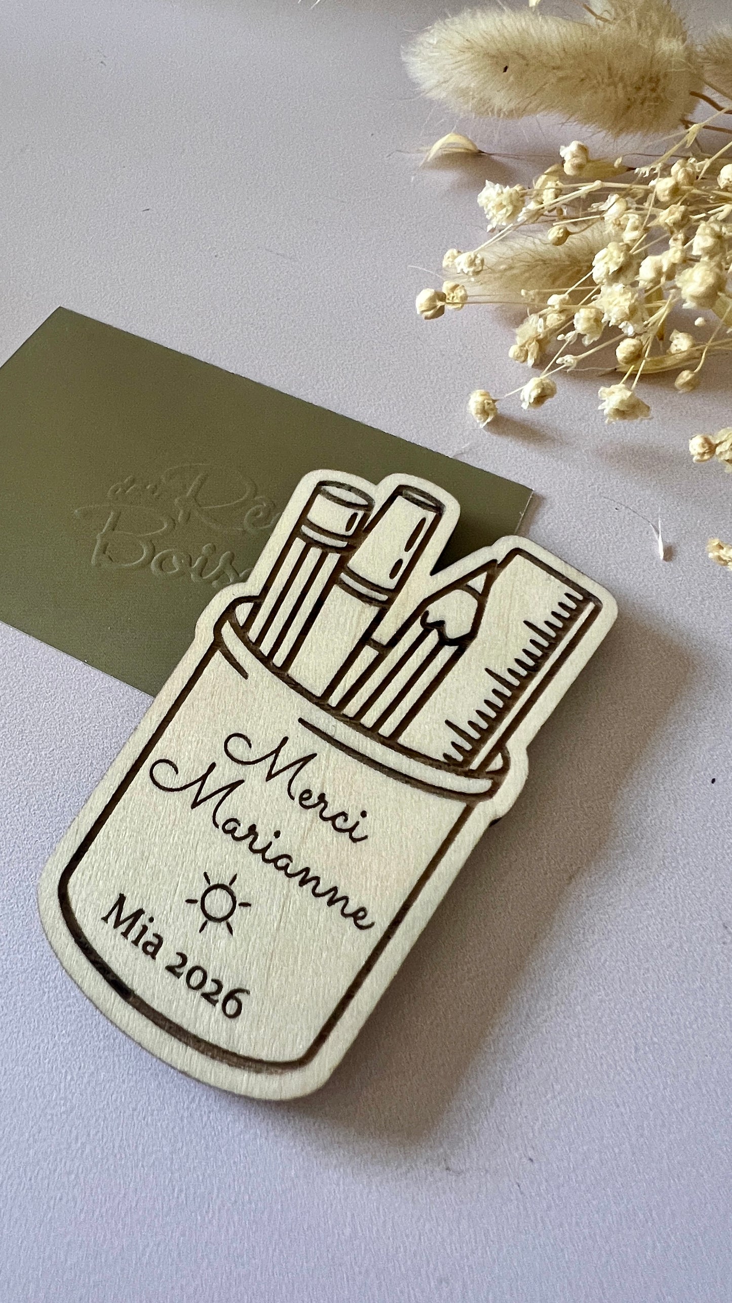 Magnet Pot à crayons personnalisé , Cadeau maîtresse fin d'année