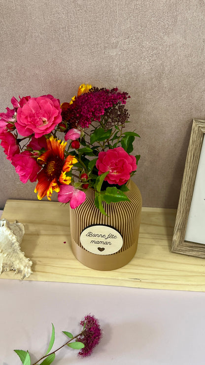 Vase personnalisé couleur et bois – cadeau pour elle
