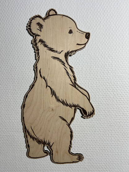 Décoration murale en bois - Ours, fleur et abeille – Déco chambre bébé nature