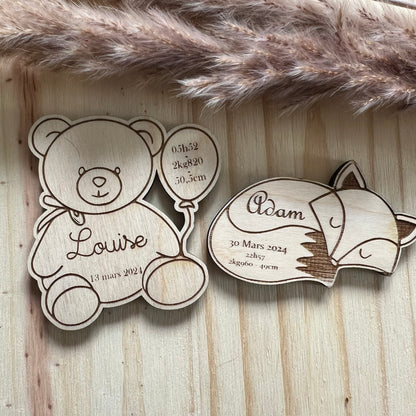Faire-Part magnet de Naissance et Baptême en Forme d'Animaux
