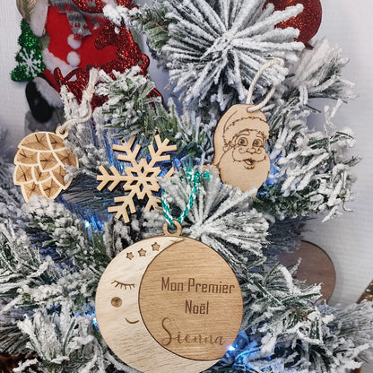 Boule de Noël en bois personnalisé - mon premier Noël