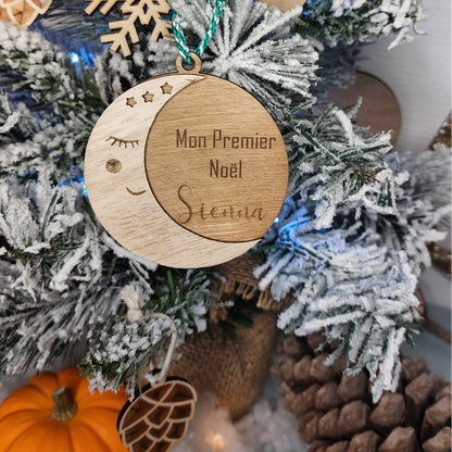 Boule de Noël en bois personnalisé - mon premier Noël