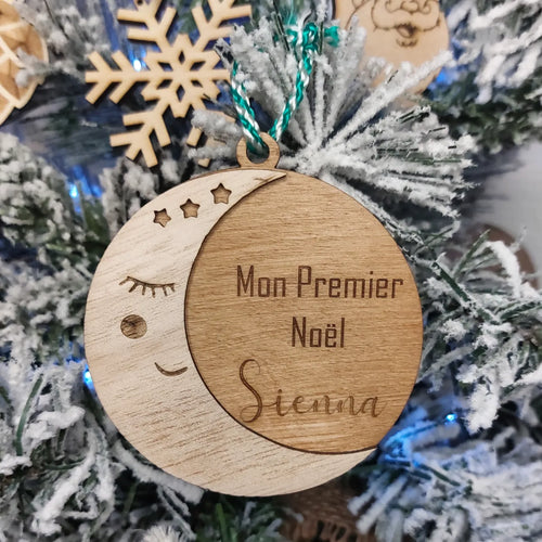 Boule de Noël en bois personnalisé - mon premier Noël