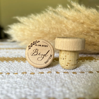 Bouchon de vin bois personnalisé,cadeau invités modèle lière