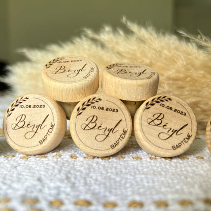 Bouchon de vin bois personnalisé,cadeau invités modèle lière