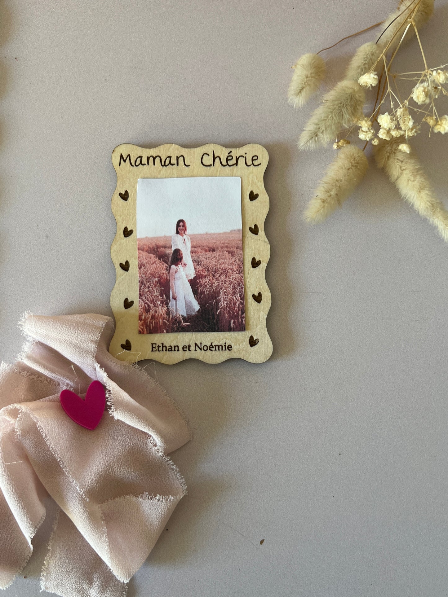 cadre photo ondulé en bois magnet à personnaliser