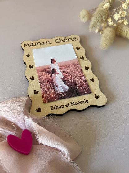 cadre photo ondulé en bois magnet à personnaliser