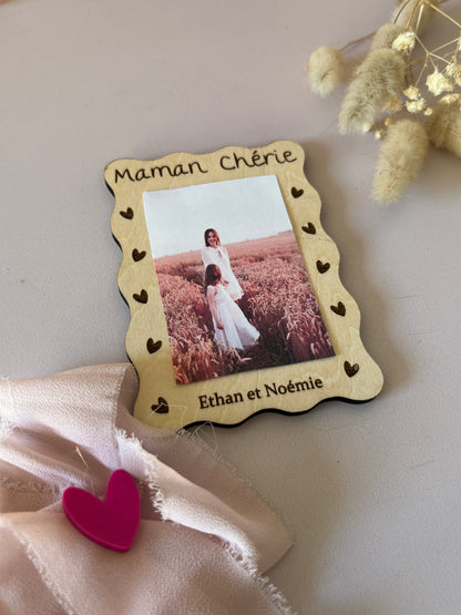 cadre photo ondulé en bois magnet à personnaliser