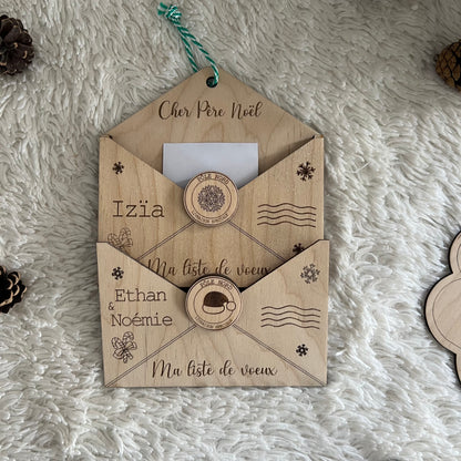 Enveloppe Liste de Noël en Bois personnalisée