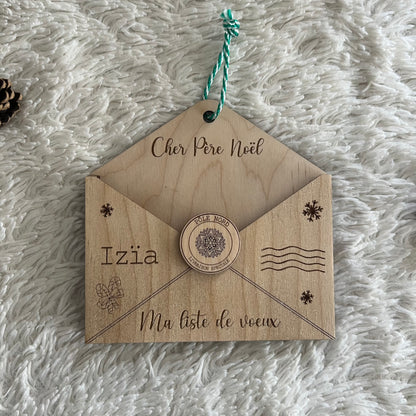Enveloppe Liste de Noël en Bois personnalisée