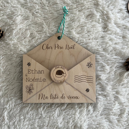 Enveloppe Liste de Noël en Bois personnalisée