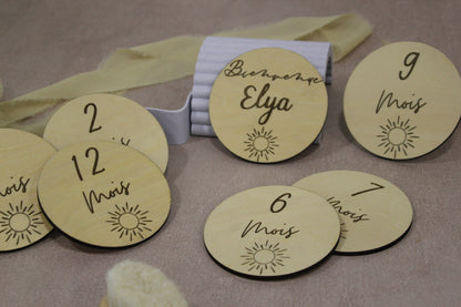 Cartes étapes rondes bébé soleil