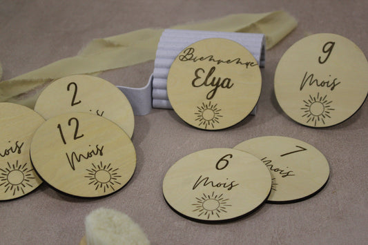 Cartes étapes rondes bébé soleil