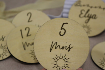 Cartes étapes rondes bébé soleil